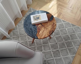 Olive Wood & Resin Side Table: Live Edge Rustic End Table