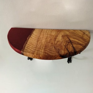 Olive Wood and Resin Floting Shelf, modern wooden rustic shelves, house warming gift, book shelf, live edge custom shelf