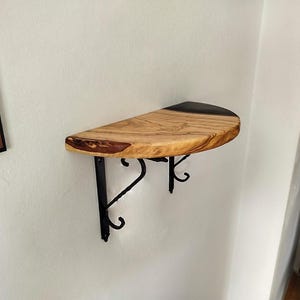 Olive Wood and Resin Floting Shelf, modern wooden rustic shelves, house warming gift, book shelf, live edge custom shelf