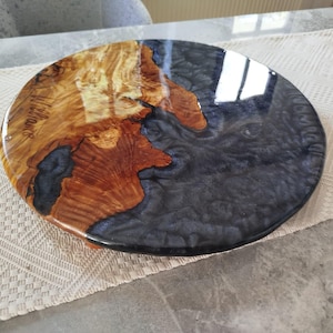 Olive Wood Charcuterie Board with Epoxy Resin Art & Legs