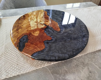 Olive Wood Charcuterie Board with Epoxy Resin Art & Legs