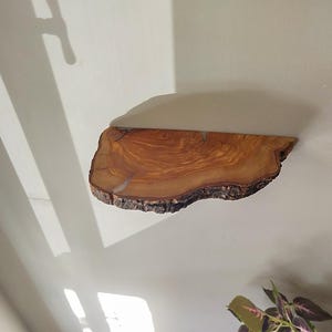 Olive Wood and Resin Floting Shelf, modern wooden rustic shelves, house warming gift, book shelf, live edge custom shelf