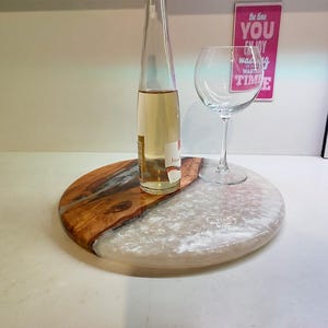 Olive Wood Charcuterie Board with leg, Cheese Board, Epoxy Resin Art, New Home Gift, Customized cutting board, Unique gift for her
