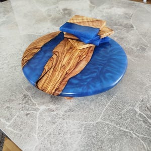 Olive Wood Charcuterie Board and coaster set, Cheese Board, Epoxy Resin Art, New Home Gift, Customized cutting board, Unique gift for her