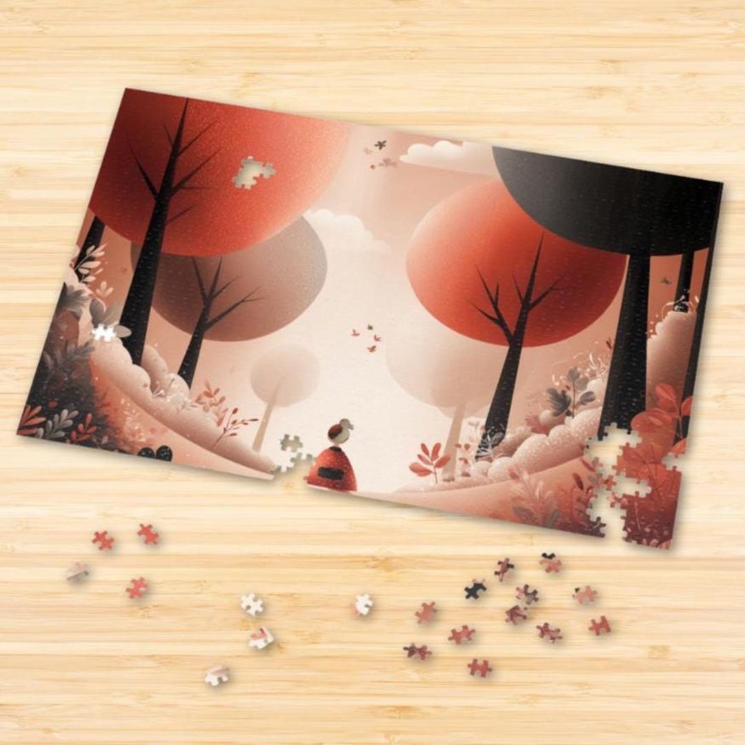 Kimono Girl Jigsaw Puzzle: Vibrant Floral Forest Scene - Etsy