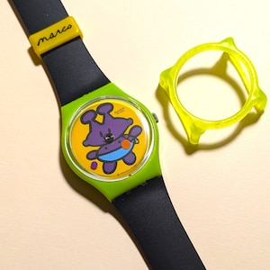 Rare -1998 Swatch watch ALIEN BABY GG175 by Artist Peter Marco- New battery Works Well With Swatch Guard