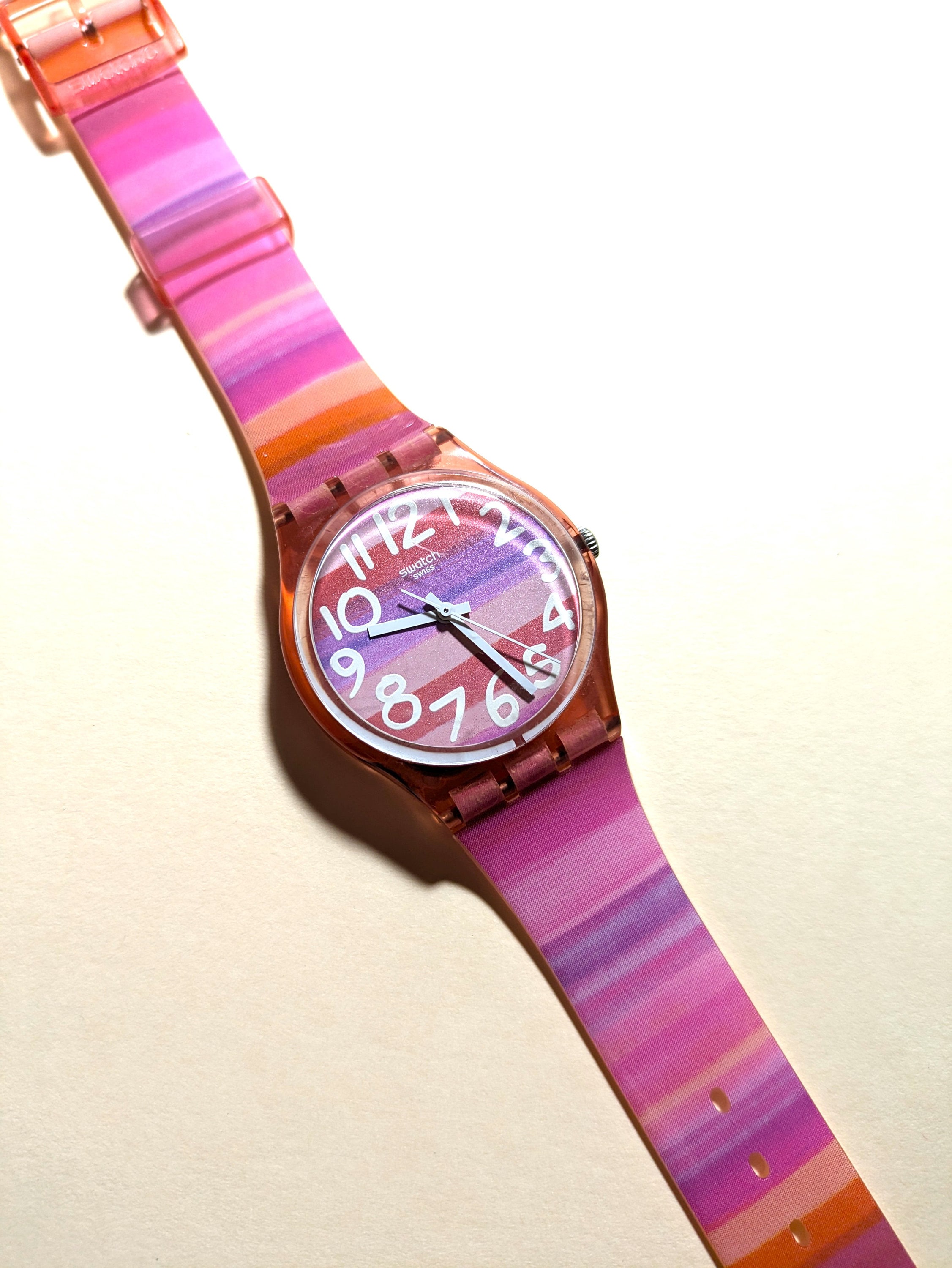Vintage Swatch Watch Originals CLASSIC ASTILBE Pink Stripes