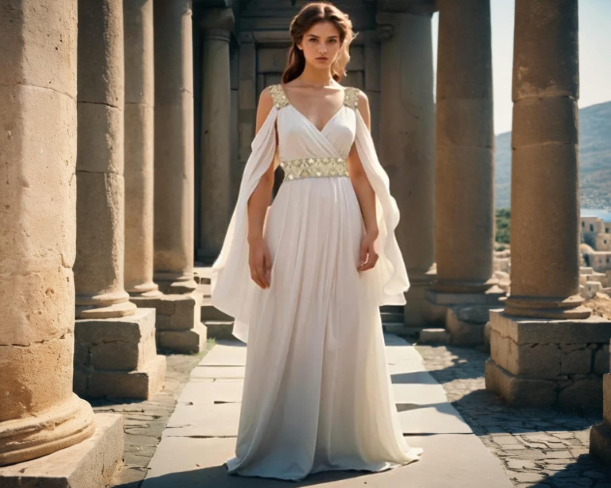 Greek Roman Goddess Dress, Ancient Greek Toga Women, White Roman