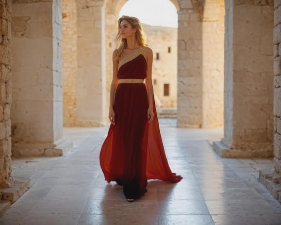 Vestido de toga de diosa griega, vestido de cosplay clásico