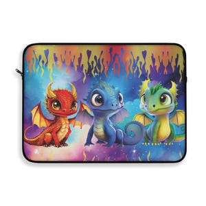 Colorful Dragon Laptop Sleeve - Cute Fantasy Design, Gaming Accessory, Gift for Students, Tech Lover, Back to School
