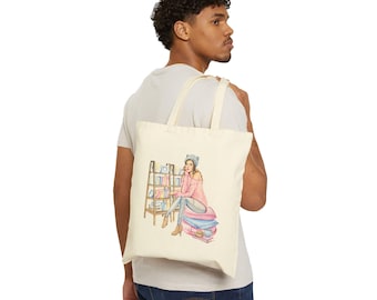 Bolsa de lona elegante para amantes de los libros, bolsa de compras ecológica, bolsa de biblioteca, regalo para lectores, moda sostenible