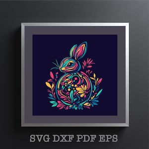 Fichiers Dxf Svg lapin en couches 3D, projets laser Cricut et CNC, création artisanale en papier multicouche, boîte d'ombre bricolage