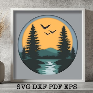 Nature 3D Shadow Box: Layered SVG Files (8x8 inches)