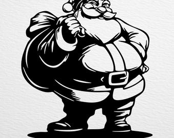 Santa Claus Christmas Silhouette SVG, Festive Wall Art, Ornament, Papercut, Laser Cut File