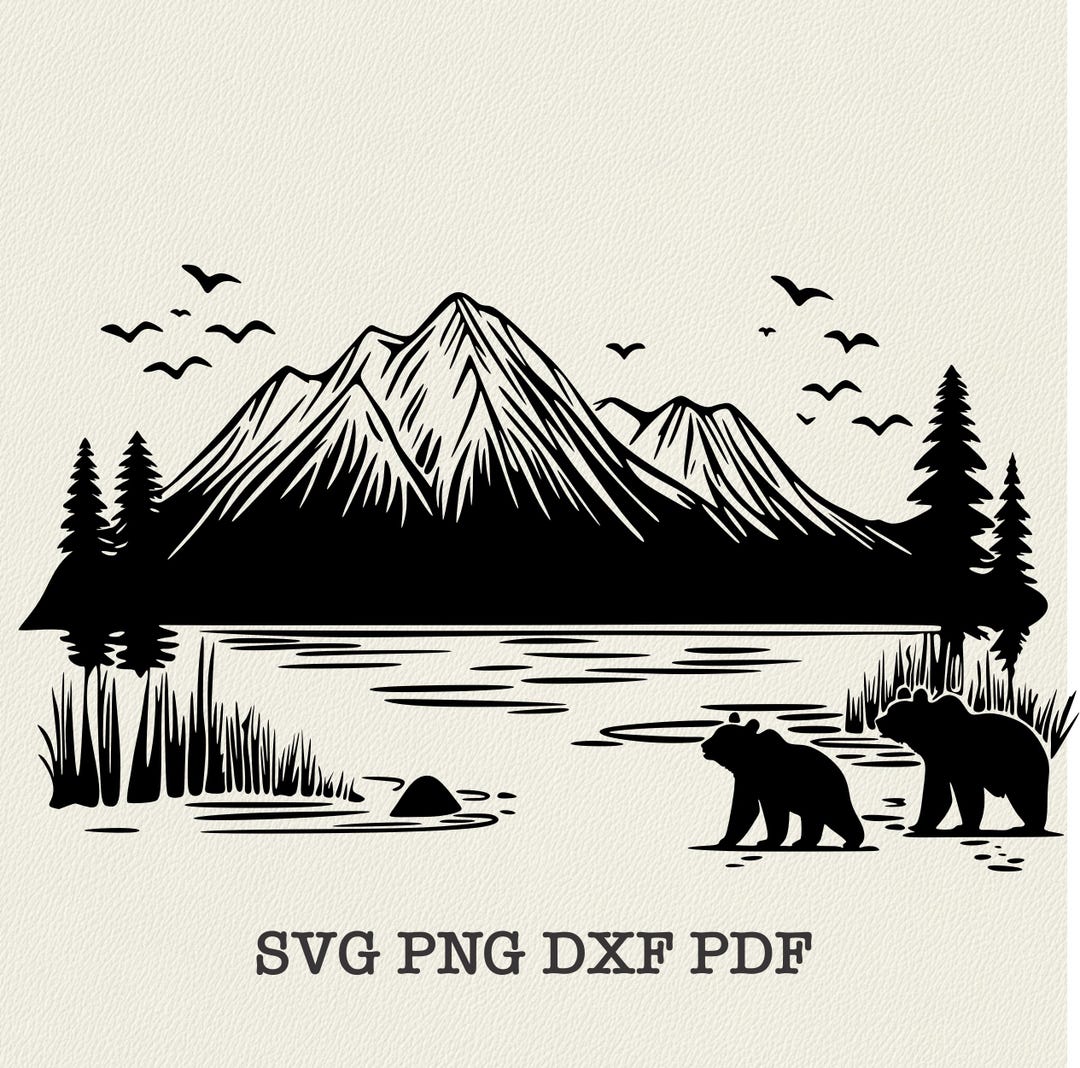 The Scene of the Mountains SVG and DXF for Creative Cricut and CNC ...