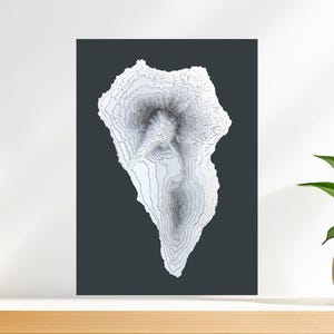 Ilha La Palma, mapa de relevo e contorno de elevação 3D, papel cartão em camadas, arte de parede exclusiva e ótimo presente para viajantes.