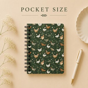 Cottagecore Chickens Spiral Notebook | Hen Pattern Journal