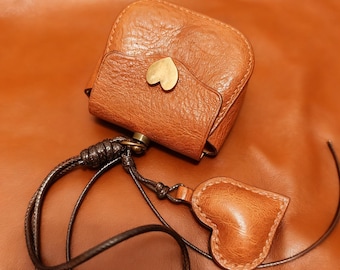 Leather Earphone Case, Bluetooth Wireless Headphone Case with Heart, Protective Earbuds Cover
