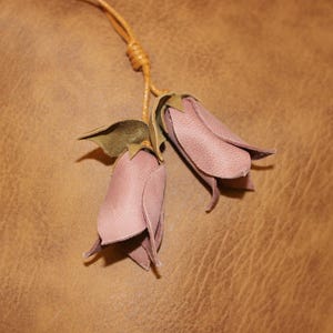 Leather Pink Purple Flower Bag Charm, Handmade Elegant Flower Bag Charm, Floral Bag Pendant Bag Charm, Leather Charm Gift