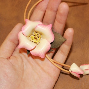 Leather Pink Flower Bag Charm, Handmade Flower Bag Charm, Floral Bag Pendant Bag Charm, Leather Charm Gift