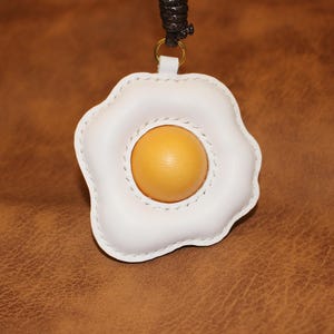 Leather Fried Egg Bag Charm, Handmade Egg Food Bag Charm, Food Eggs Bag Pendant Bag Charm, Leather Charm Gift