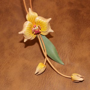 Leather Yellow Orchids Bag Charm, Handmade Yellow Orchids Flower Bag Charm, Floral Bag Pendant Bag Charm, Leather Charm Gift