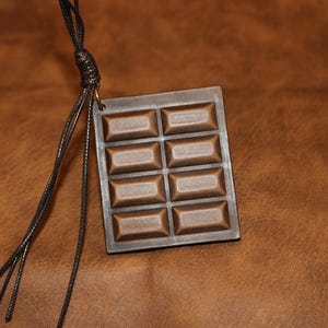 Leather Chocolate Bag Charm, Handmade Food Bag Charm, Chocolate Bar Bag Pendant Bag Ornament, Leather Charm Gift