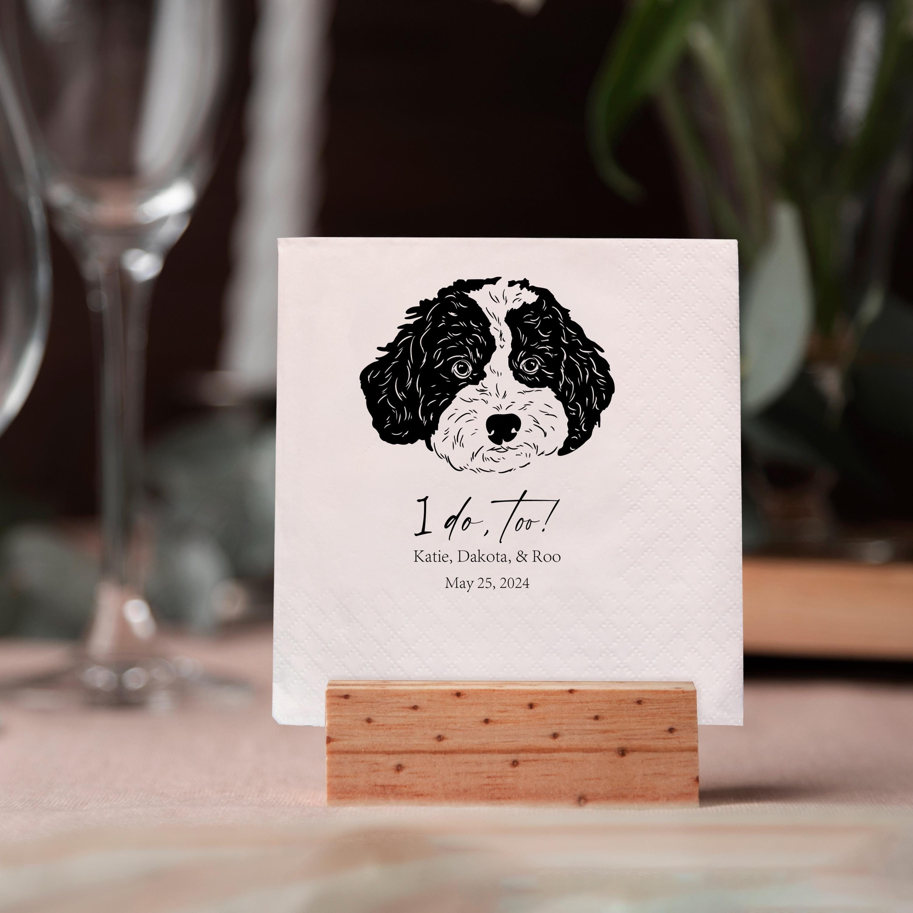Personalized Napkins | Custom Hand-Drawn Pet Napkins | Custom Illustrated Dog | Custom Paper Napkins | Wedding Napkins | Dog Napkins