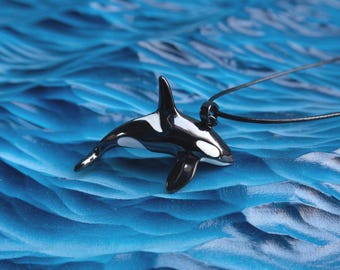 Orca necklace - Killer whale pendant (Big  1.6 inches)