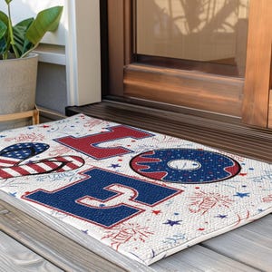 Felpudo LOVE del 4 de julio / Alfombra de poliéster para el porche