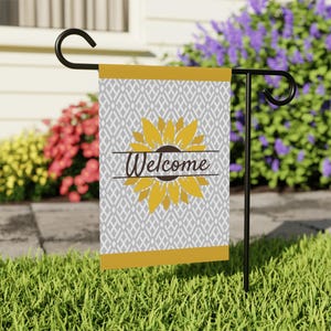 Sunflower Welcome, Garden Flag, Floral Outdoor Decor, Yard Sign, Summer Garden Flag, Housewarming Gift