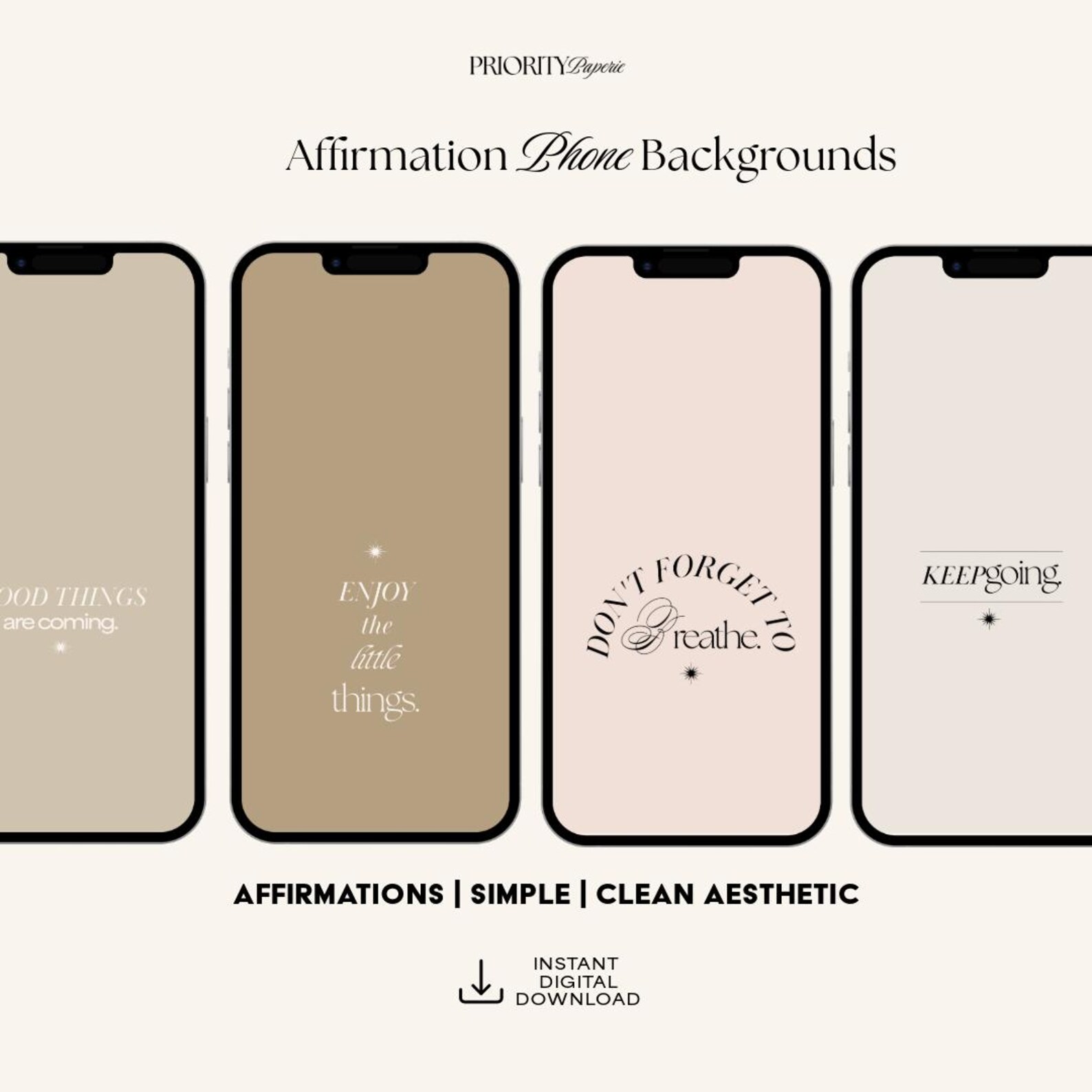 4 Neutral Phone Wallpapers | Simple & Minimal Digital Download