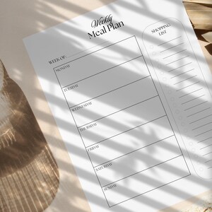 Minimalist Meal Plan Template | Printable Digital Download | Weekly ...