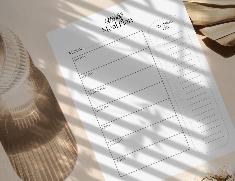 Minimalist Meal Plan Template | Printable Digital Download | Weekly ...