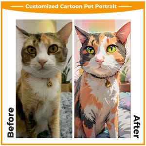 Kawaii Anime style Cartoon Pet Portrait | Custom Cartoon Pet Portrait | Cat & Dog Portrait From Photo | Pet Cartoon Style | Custom Cat Gift