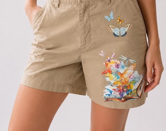 Women's summer shorts with a print, 98% cotton