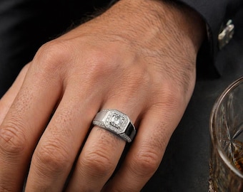 Unisex Engagement Ring Size 9 | 925 Sterling Silver Ring | Cubic Zirconia | Statement Ring for Men Women | Promise Ring | Anniversary Gift |