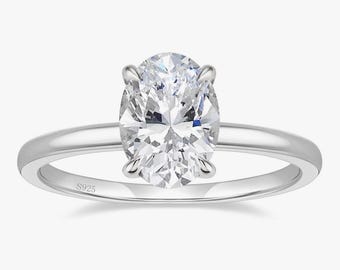 925 Sterling Silver Engagement Rings Oval Cut Solitaire Cubic Zirconia CZ Wedding Promise Rings for Her Wedding Bands for Women