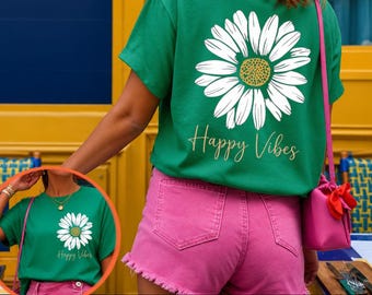 Daisy Shirt Png Svg, Happy Vibes Trending Png, Wildflower Boho Sublimation, Groovy Daisy Graphic, Summer Png, Coastal Girl, Digital Download