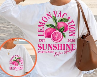Lemon Shirt Png Svg, Lemon Vacation Sunshine Trending Png, Coastal Girl Citrus Sublimation, Preppy Pink Lemon Summer 2026, Digital Download