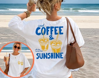 Iced Coffee Sunshine PNG | Summer Clipart | Sublimation Graphic | Coastal Girl Aesthetic | Trending PNG | Beach Coffee | Digital Download