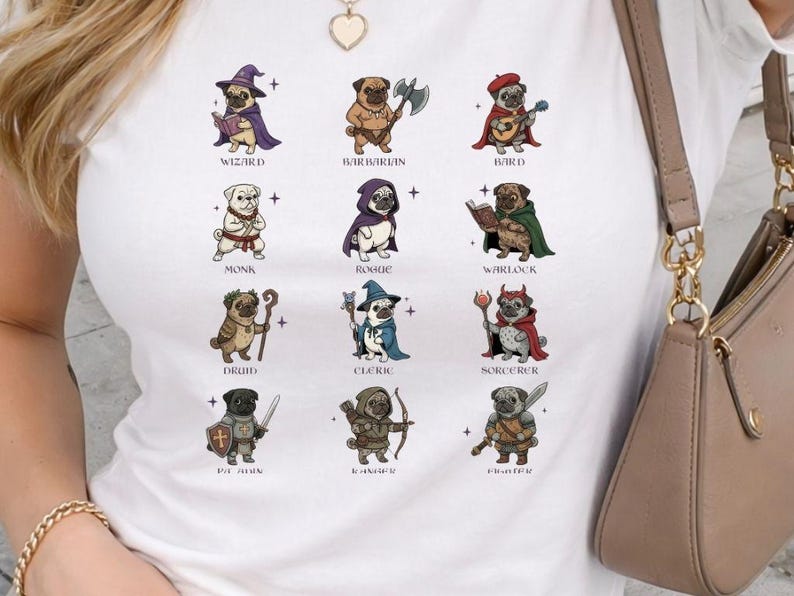 Rpg Pug Dungeon Pugs RPG Classes SVG PNG | Funny Dnd Pug Wizard Barbarian Bard ...