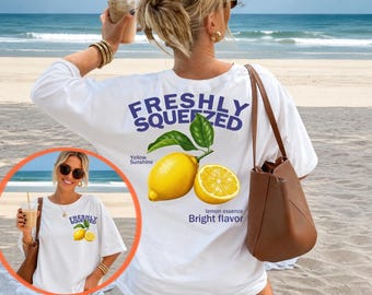 Immagine PNG appena spremuta / Clipart estiva al limone / Grafica per sublimazione / Estetica ragazza costiera / PNG di tendenza / Frutta retrò / Download digitale