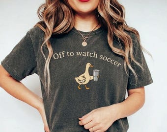 Soccer Mom Off to Watch Soccer Goose SVG PNG | Funny Design, Silly Duck with Stanley Cup, Sporty Mom Shirt, Game Day | (Digital Download)