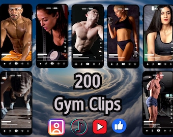 200 High-Quality Gym Reels Digital Download | Fitness Video Pack for Social Media Content Creators