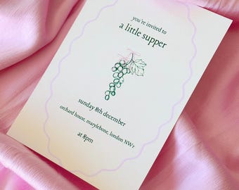 INVITATION Supper Club Invite Dinner Party Invite Elegant Minimalistic Invite Digital Editable Instant Template Feminine Girl Hostess Invite