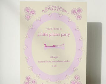 INVITATION Reformer Pilates Party Invite Elegant Floral Pilates Party Invite Fitness Invite Digital Editable Instant Template Download