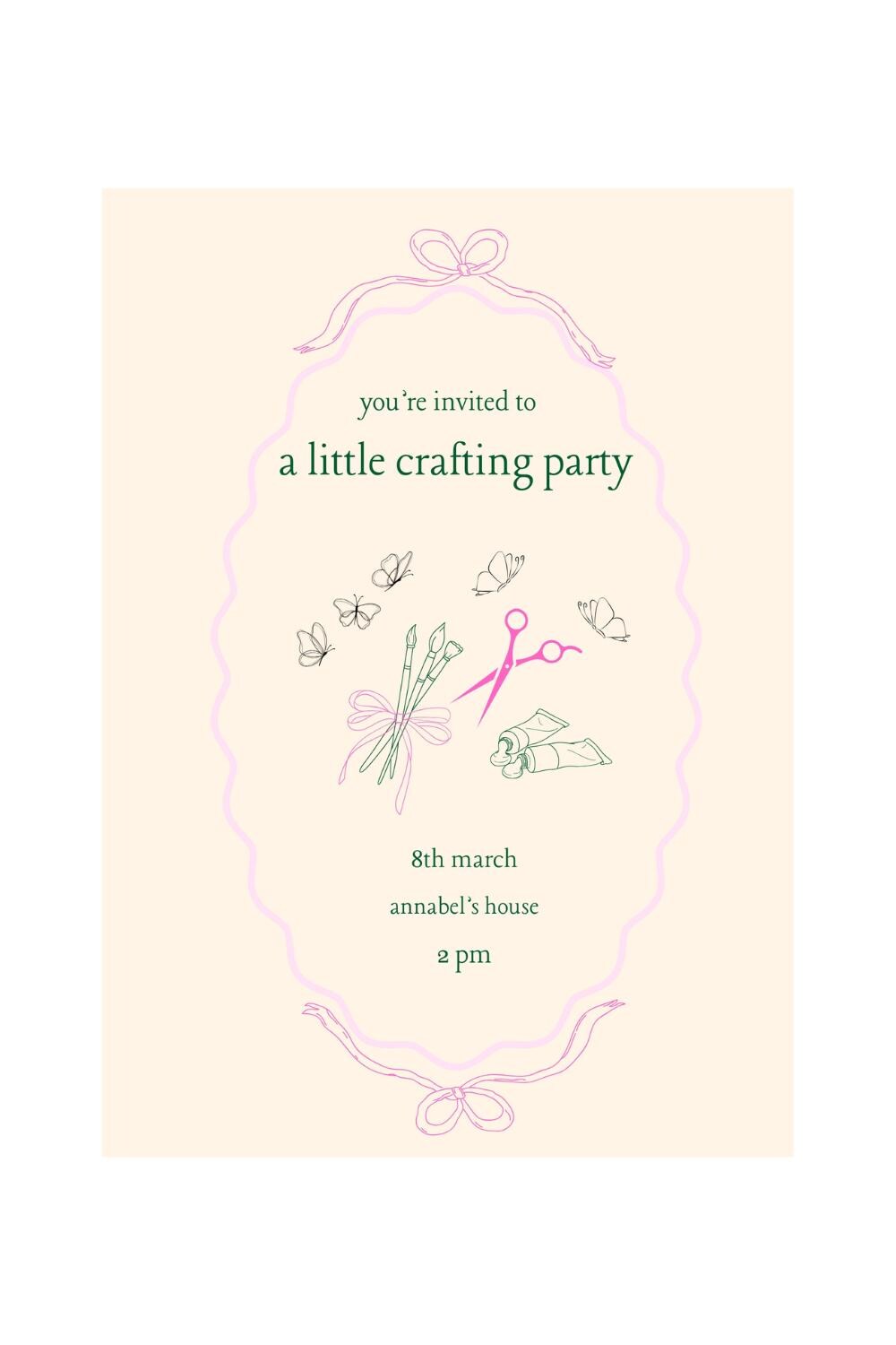 INVITATION Craft Party Invite Craft Evening Invite Elegant Arts and ...