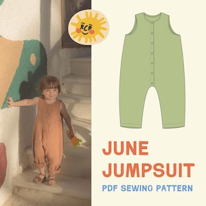 Red Creek Kids | June Jumpsuit | Sleeveless Jumpsuit | Harem Style | PDF Sewing Pattern | 3 mos - 10 YR | Adventurous Beginner