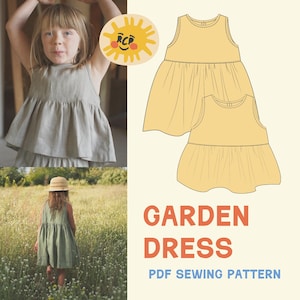Red Creek Kids |Garden Dress | Garden Pelplum | Sleeveless Gathered Dress | PDF Sewing Pattern | 1 - 10 Years | Adventurous Beginner